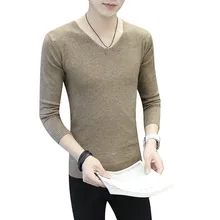 XT1492-C1073 весна-осень мужской модный свитер с длинными рукавами в Корейском стиле с v-образным вырезом дешево оптом