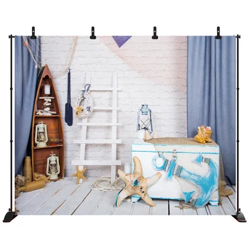 

Acejoker Birthday Party Backdrop White Brick Wall Starfish Boat Decoration Baby Shower Photography Background Vinyl Studio
