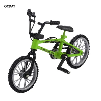 

OCDAY Green fingerboard bicycle Toys Simulation Alloy Finger bmx Decoration Bikes Children Mini Size With Brake Rope Gift