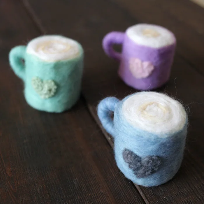 Needle Felted Accessorie Photo Shoot Wool Felt Diy Cup Newborn Photography Props Baby Jewelry Home Decor Baby Photography Studio newborn photography props baby photography accessories newborn girl boy photo shoot props felted wool felt love heart fotografia