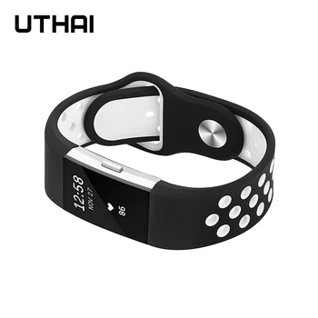 

UTHAI P72 For Fitbit Charge2 Stylish Two-color Silicone Strap 18mm bracelet sports wristband For Fitbit Charge2 Wristbands Repla