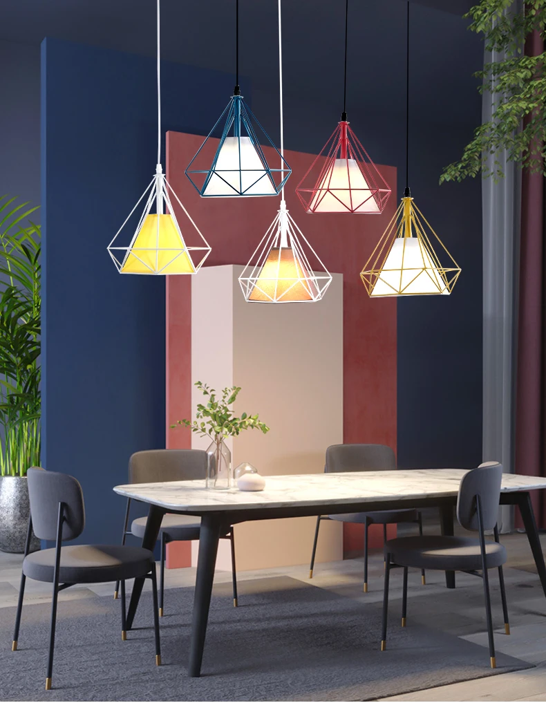 Modern Pendant Light Black Iron Hanging Cage Vintage Led Lamp E27 Industrial Loft Retro Dining Room Restaurant Bar Counter