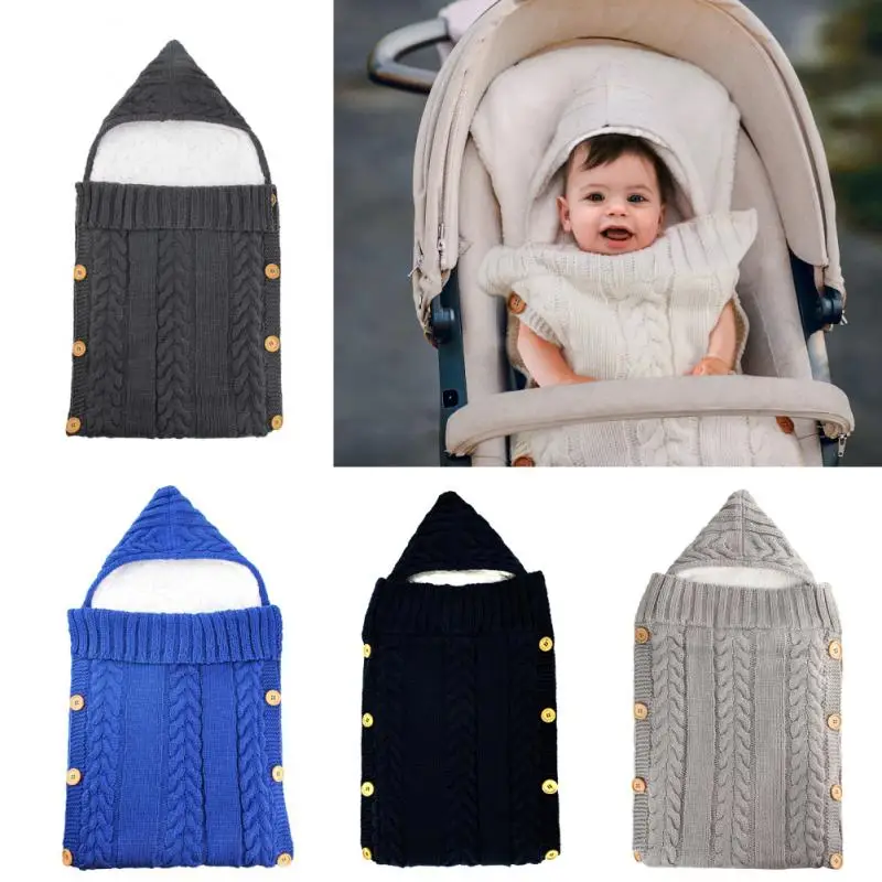 Newborn Warm Sleeping Bag Baby Boy Girl Knit Crochet Swaddle Wrap Swaddling Blanket Kids Bedding Winter Dropshipping | Мать и ребенок