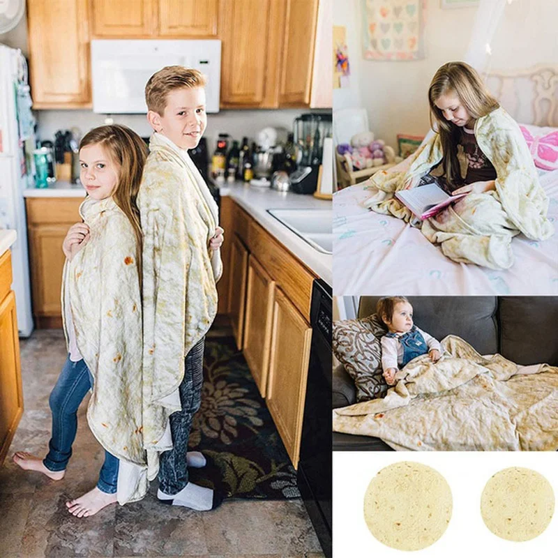 

Super Soft Warm Flannel Burrito Blankets 180cm Round Shape Airplane Travel Throw Coral Fleece Tortilla Nap Wrap Blankets
