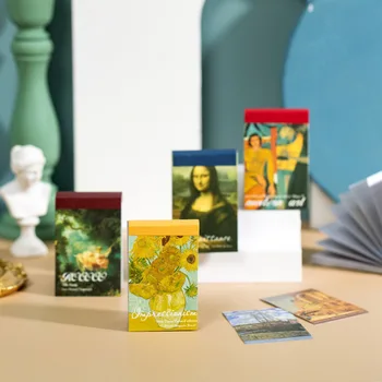 

50 Sheets/set Vintage Mini 5*6cm Stickers Book Retro Oil Painting Exhibition Journal Stickers Scrapbooking Stationery