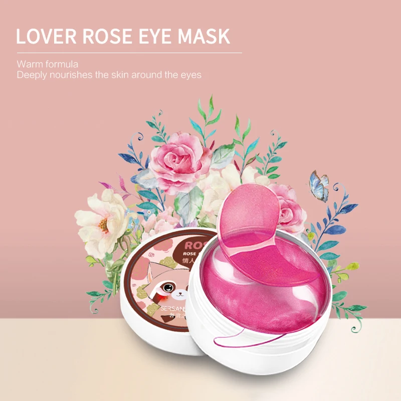 60pcs Rose Eye Mask Fades Fine Lines Eliminate Puffiness Patches Moisturize Eye Mask Remove Stye Crystal Collagen Gel Mask