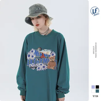 

LawFoo fall 2020 new national fashion Men's Daisy Bear doll printed men's long sleeve T-shirt