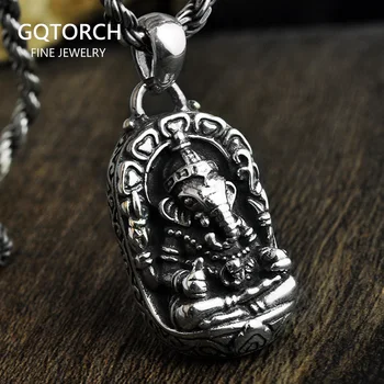

925 Sterling Silver Ganesha Elephant Solid Pendant For Men And Women Thai Silver Retro Evil Spirits Hindu Talisman Amulet