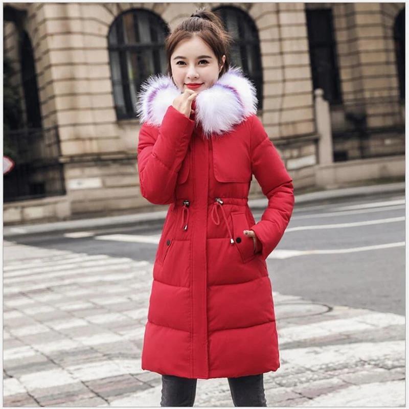 #*Cheap Winter Women Long Parkas 2018New Down Cotton Jacket Women Hooded Fur Collar Plus Size 3XL Thicken Cotton Padded Winter Coat Q768