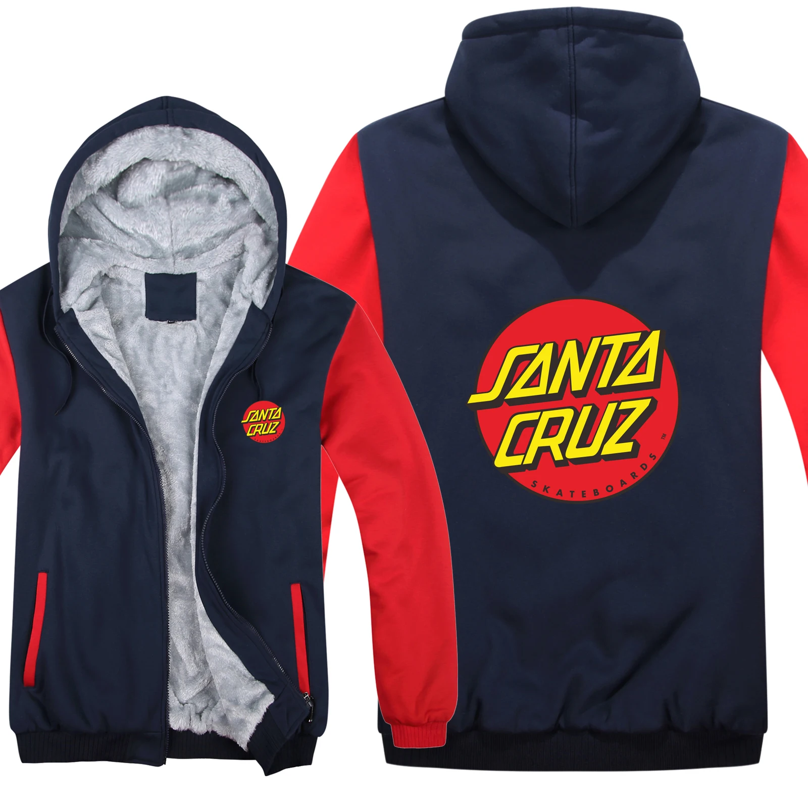 

santa cruz Hoodies Men Coat Thicken Wool Liner Fleece santa cruz Sweatshirts Pullover