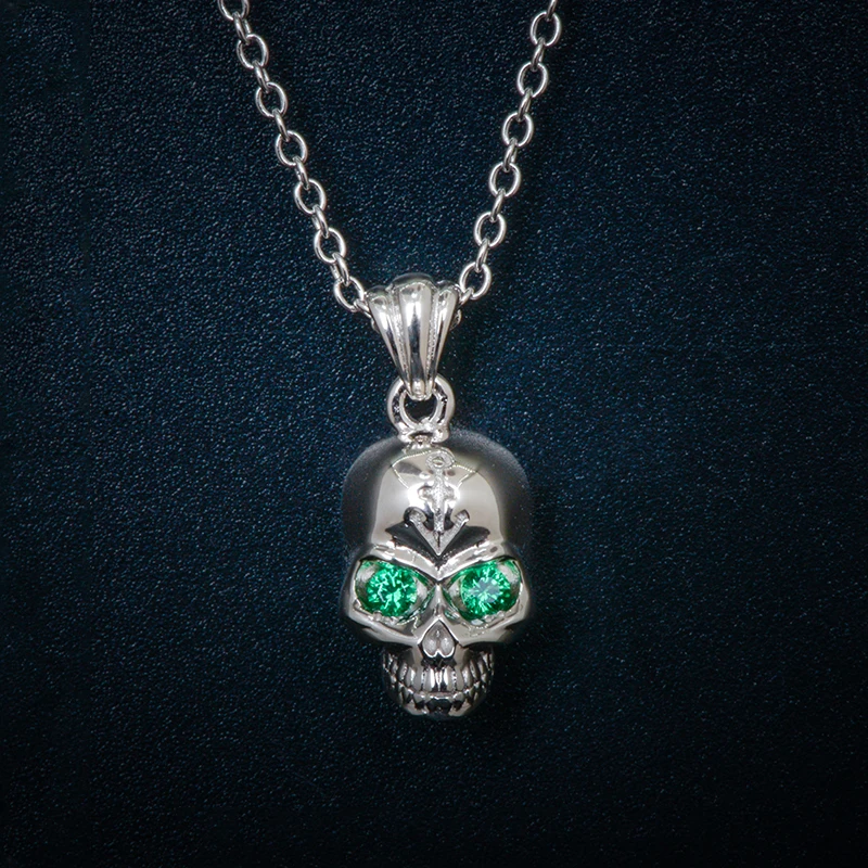 

Gothic Style Men Fashion Jewelry 925 Sterling Silver Skull Necklace Pendant Women Sweater Necklace Birthday Gifts
