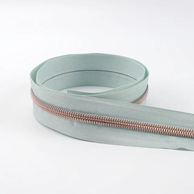 4M 5# Colored Cloth Rose Gold Teeth Plastic Coil Zippers Bag Nylon Crop Coded Zipper for Sewing DIY Zips Garment Accessories M659