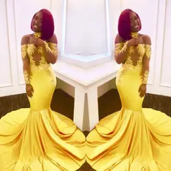 2019 сексуальные африканские платья для выпускного вечера элегантное желтое кружевное платье русалка выпускного вечера длинное недорого