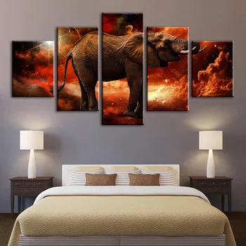 

Wall Art Canvas Painting 5 Panel Pictures Print Home Decoration Elephant Posters Cuadros For Living Room Modular No Framework