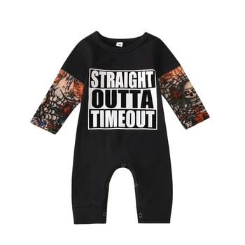 

Baby Girls Boys Halloween Clothing Toddler Round Collar Long Sleeve Rompers Cartoon Skeleton Print Jumpsuits 0-24M Clothing Hot