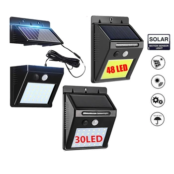 

48/30 LED Solar Lamp Garden Motion Sensor Light Solar Panel Power Lights Outdoor Waterproof Separate Street Path Security Wall L