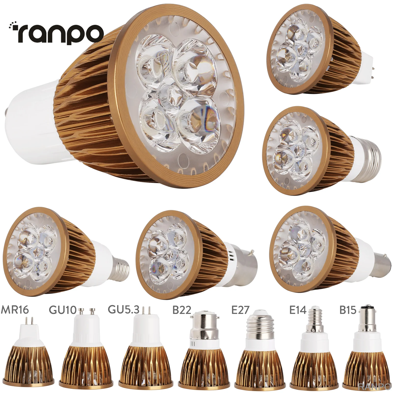 Dimmable LED Spotlight Bulbs GU10 MR16 E27 E14 GU5.3 B22 B15 110V 220V 12V Lamp 