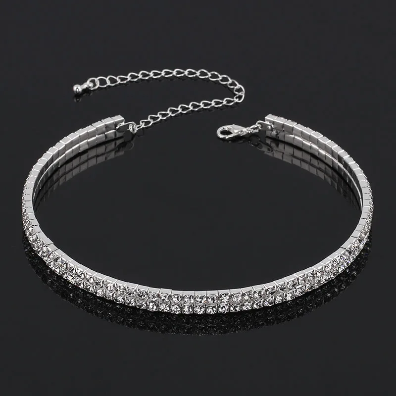 TREAZY Bridal Fashion Crystal Rhinestone Choker Necklace Women Wedding Accessories Tennis Chain Chokers Jewelry Collier Femme 