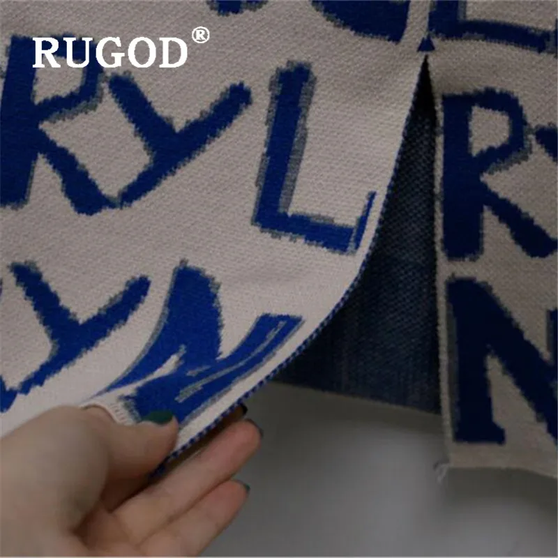 RUGOD, корейский стиль, юбка s, женская, высокая талия, с буквенным принтом, трапециевидная, юбки,, вязаные юбки, Повседневный, для девушек, теплый свитер, юбка