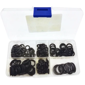 

210Pcs Lock Black Washer Two-Fold Locking Washers Carbon Steel Washer