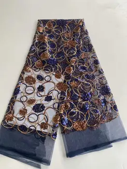 

blue Lace Fabric Latest Nigerian White Guipure Wedding Lace Fabric 5 Yards Metallic 2020 Embroidered Net African Lace Fabric