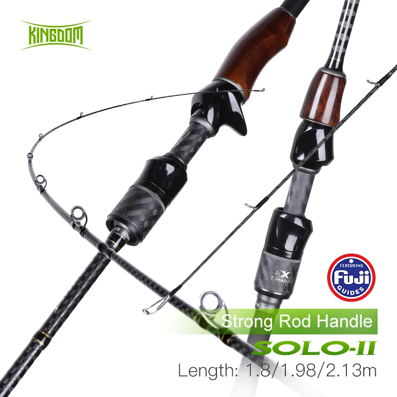 Kingdom Solo II Fishing Rod 2 Section L/ML/M/MH FUJI Guide Ring Spinning  Rod Wooden Handle Sea & Freshwater Strong Casting Rods