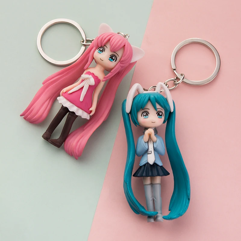 LLavero de princesa Kawaii INS, colgante de muñeca de dibujos animados, coche creativo, bonito bolso de mujer, anillo de pareja llave, cordón para teléfono, regalo para niña, juguete para niños