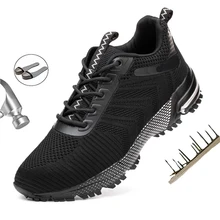 

Breathable Men Safety Shoes Steel Toe Indestructible Work Boots Male Puncture-Proof Anti-smash Safety Sneakers Industrial Shoes