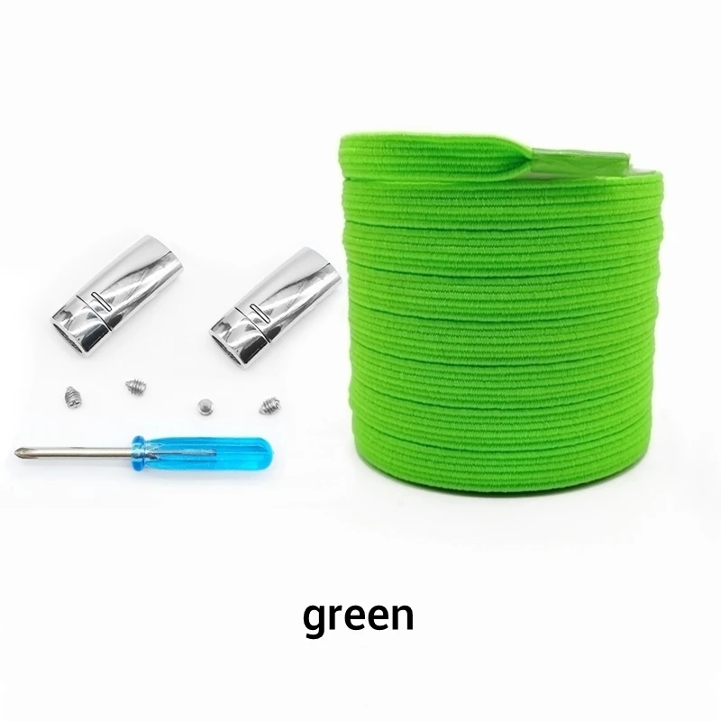 green Новинка, 1 пара, магнитные шнурки, эластичные шнурки для обуви, для детей и взрослых, плоские кроссовки, шнурки, металлические шнурки с быстрым замком, шнурки Z077 - Цвет: green
