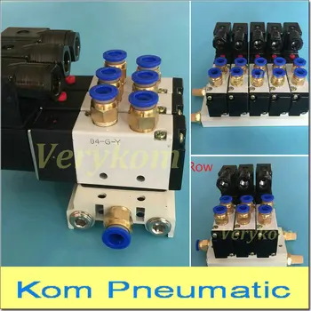 

4V410-15 1/2" bsp Pneuamtic Solenoid Valve Block Set With Silencer Fitting Base Manifold DC 12v 24v AC 110v 220v 2 To 20 Way