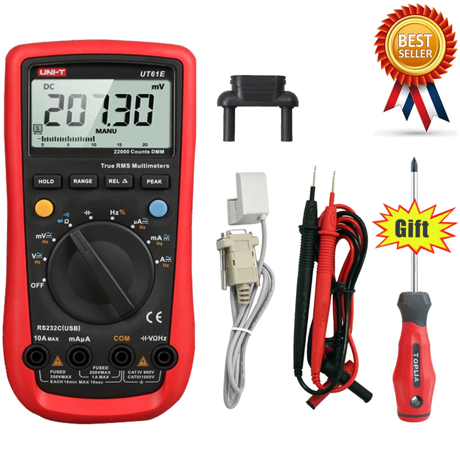 US $61.99 Uni T Ut61e Digital Multimeter True Rms Peak Meter Pc Connect Ac Dc Voltage Relative Mode 22000 Counts Data Hold Auto Range