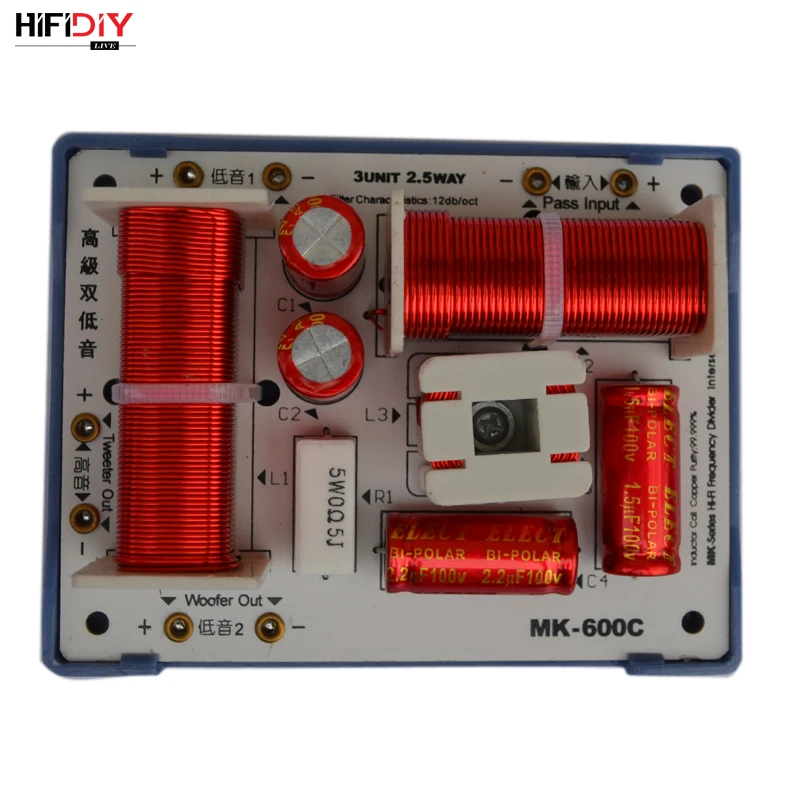 HIFIDIY LIVE MK-600C 2.5/3 Way 3 speaker Unit (Tweeter +mid-bass +bass)HiFi Speakers audio Frequency Divider Crossover Filters |
