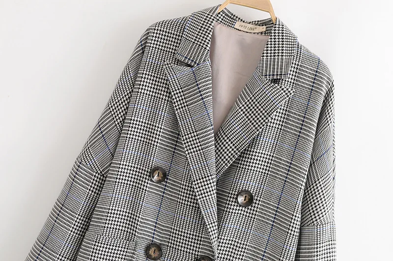 

Europe And America 2018 Autumn New Style Pattern Double Breasted Overcoat Double Breasted Long Coat C6-0253