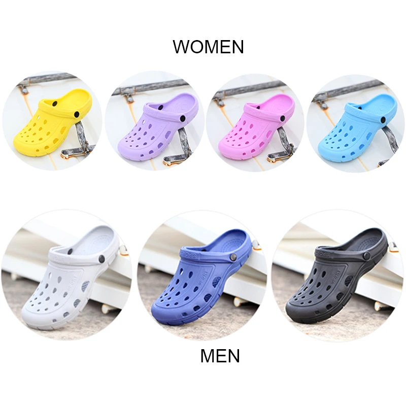 PULOMIES Summer Men Women Slippers Lovers Clogs Outdoor Garden Shoes Male Pool Sandals Bathroom Flip Flops Mules Beach Slippers