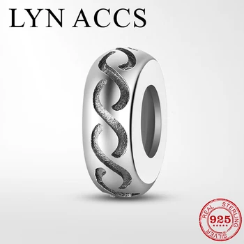 

925 Sterling Silver Infinity symbol Stopper Silicone Beads Charm fit Original European Bracelets Bangles Fine Jewelry Making