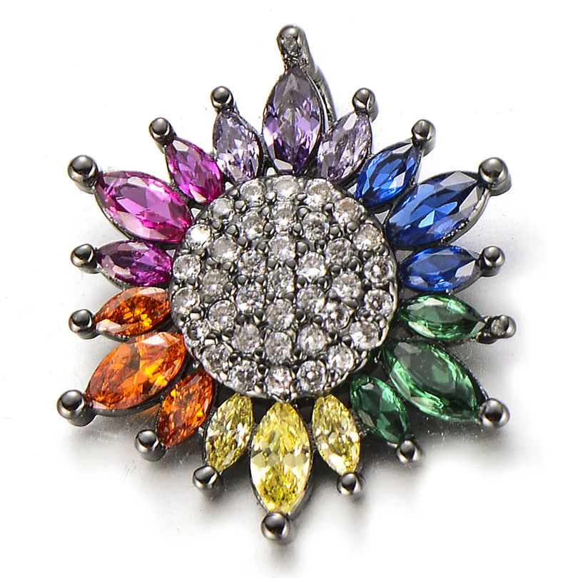 black Pipitree, роскошное блестящее ожерелье Marquise, CZ, циркон, Подсолнух, ожерелье, медное, сделай сам, цветок, подвески, подвеска для изготовления ювелирных изделий - Окраска металла: black