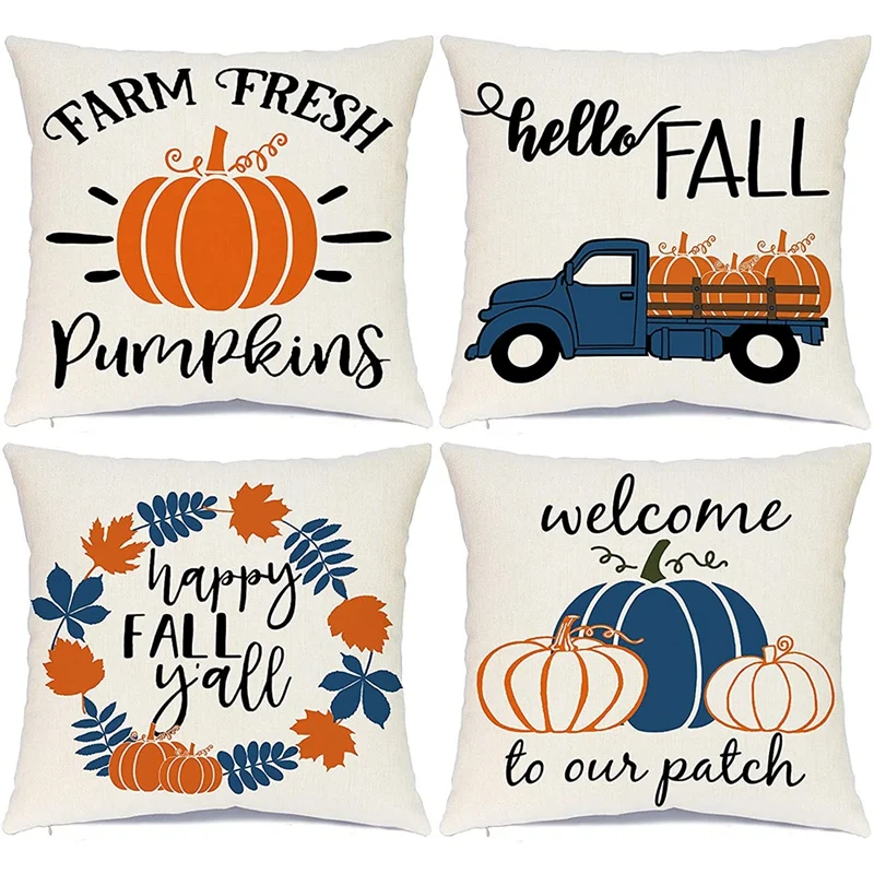 Fall Pillow Covers 18X18 Decorations Thanksgiving Autumn Outdoor