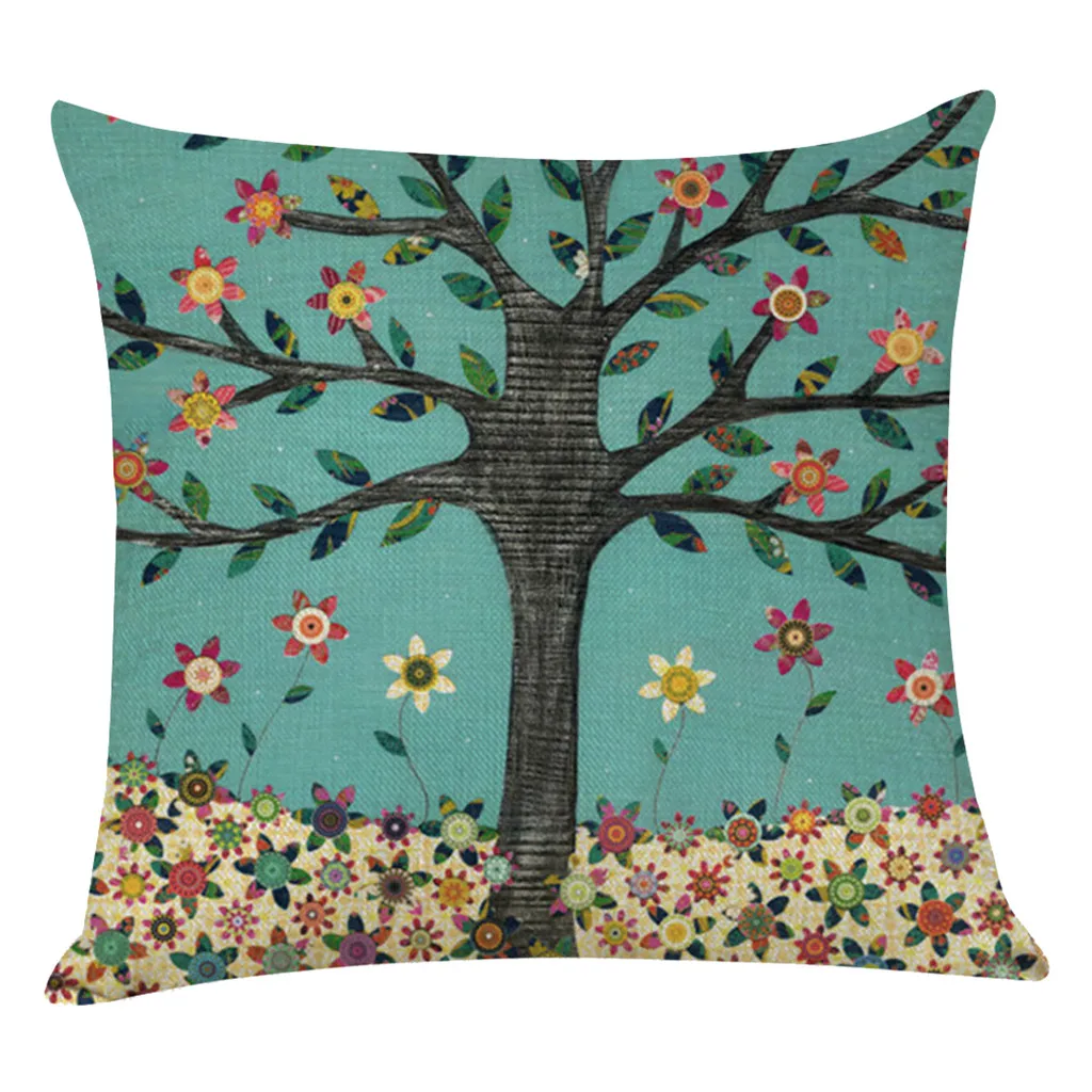 

Modern Home Decorative throw pillows case painting tree bird cotton linen cushion cover for sofa home decor funda cojines 45x45