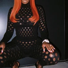 

Turtleneck Streetwear Hollow Out 2Two Piece Set for Women Sexy See Through Bodysuit Leggings Suits Outfits 2021 Skinny Active