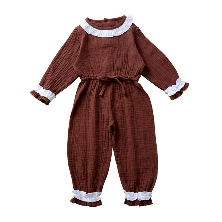 Хлопковый льняной однотонный комбинезон для новорожденных мальчиков и девочек, комбинезон, детская одежда, одежда для малышей, детский комбинезон