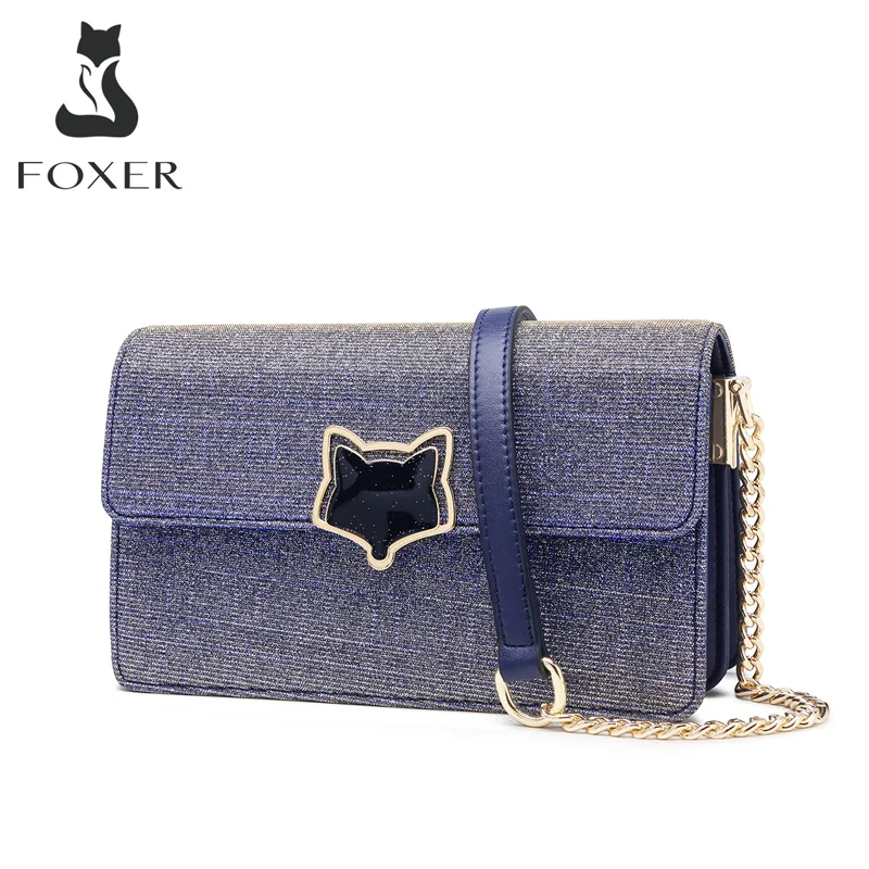 

FOXER Fashion Week Shining Evening Bag for Girls Chic Mini Flap Bag with Adjustable Shoulder Strap Ladies Messenger Bag Women