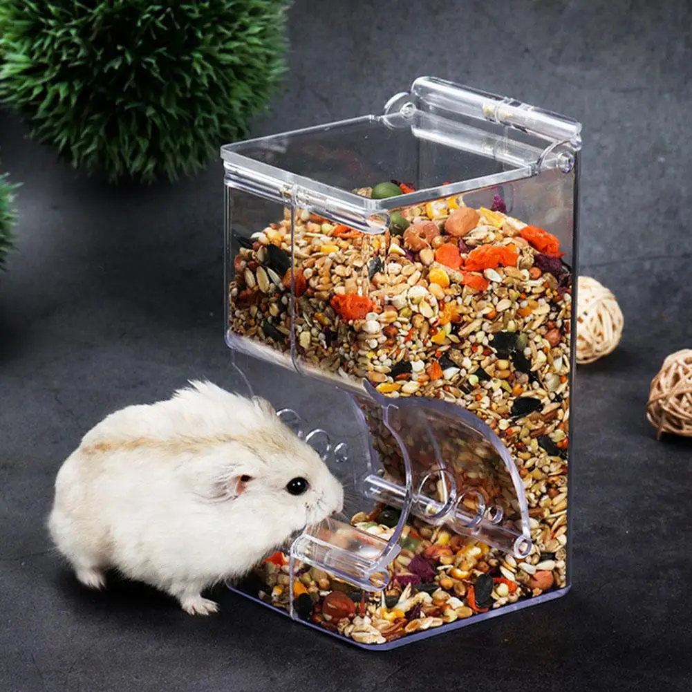 Dispensador automático de alimentos para hámster, cuenco de plástico transparente para mascotas, conejillos de indias, nuevo
