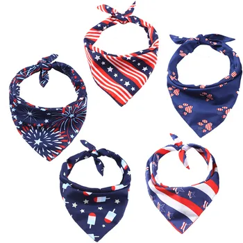 

50PC/Lot 4th of July Dog Bandanas Collar Stripes Stars Large Dog Scarf Bibs Pet Dog Grooming Accessories