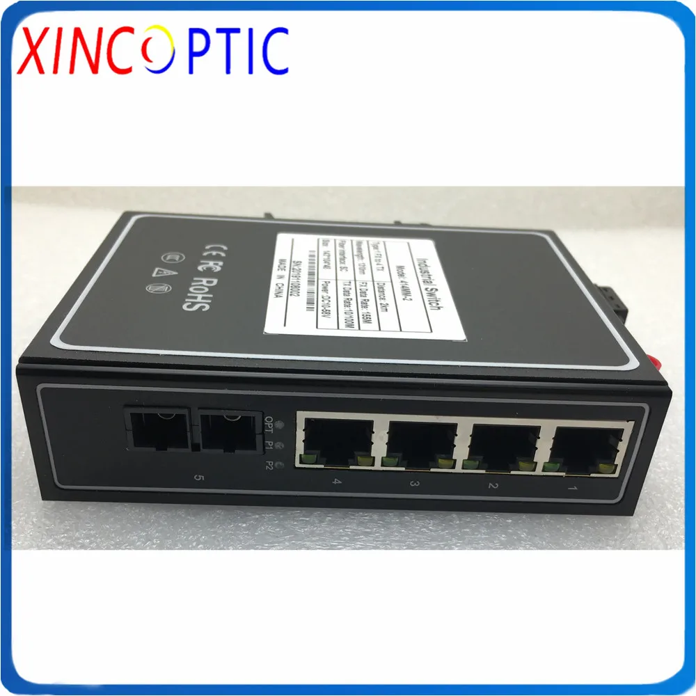 1SFP + 4RJ45 за исключением SFP IP40 на din рейке промышленный волоконный