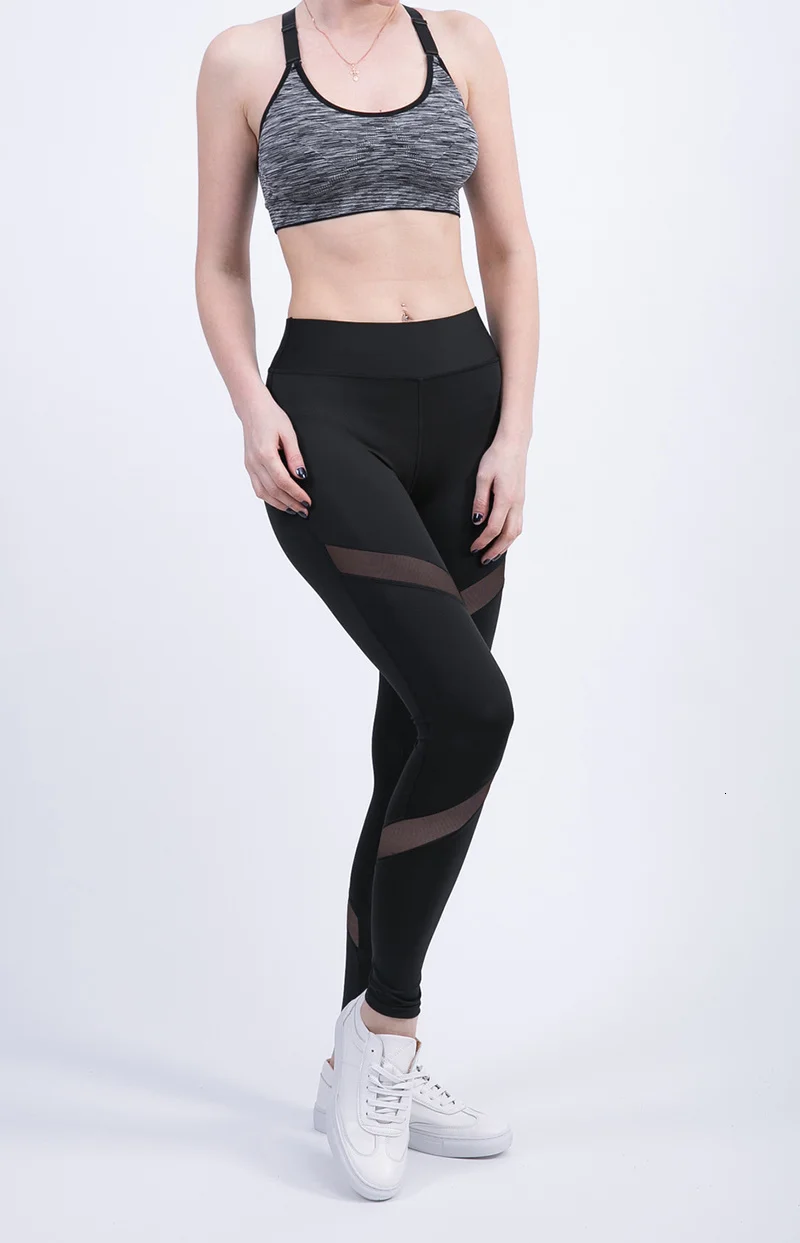 Women yoga mesh pants patchwork pants elasticity pencil slim ladies leggings jeggings stretch femme pants 