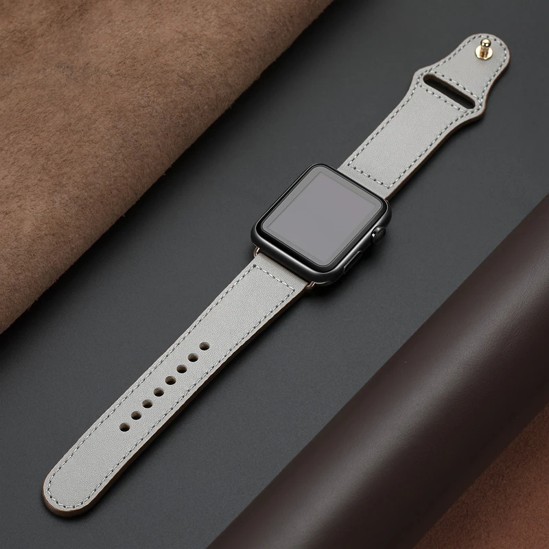 Натуральная кожа петля ремешок для наручных часов Apple Watch, ремешок 42 мм 44 мм Apple Watch 4 5 38 мм 40 мм, для iWatch, версия 3, 2, 1 ремешок сменный Браслет