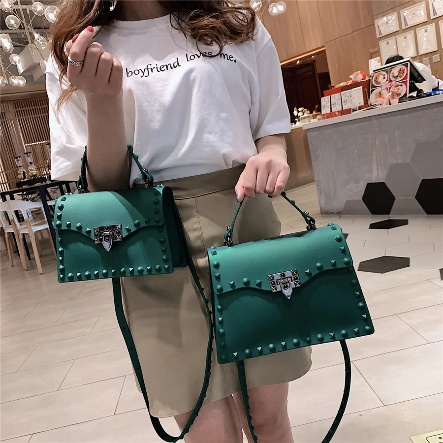 High Quality Women PVC Handbags Fashion Ladies Shoulder Bag Luxury Designer  Crossbody Bags for Women Small Rivet Messenger Bags