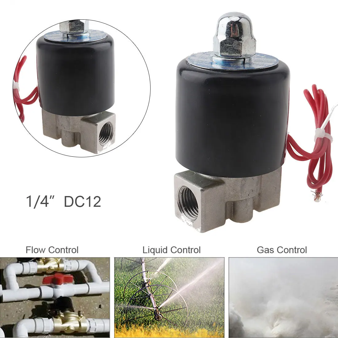 1/4'' Solenoid Valves 12v 110/220v Water Valve Normally Closed Type