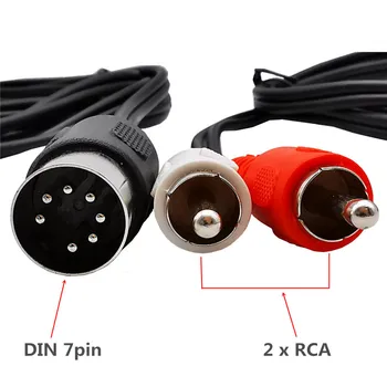 

DIN 7Pin Male MIDI Cable to 2 Dual RCA Male Plug Audio Cable 7 pin to 2xRCA Cord 0.5m 1m 1.5m