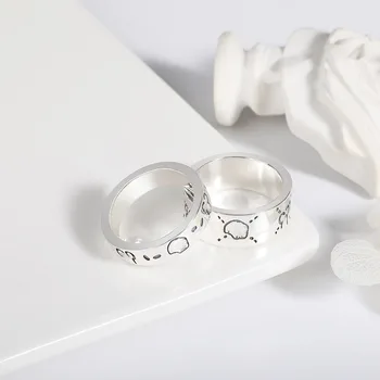 

100% 925 sterling silver ring, retro craftsmanship, original charm, miniature fashion gift, classic LOGO jewelry gift